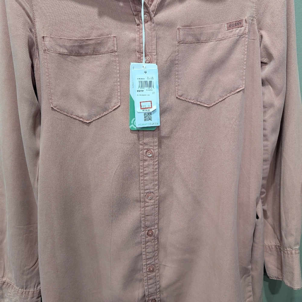 Guess Pink Button-Up Shirt Dress - Picture 5 of 9